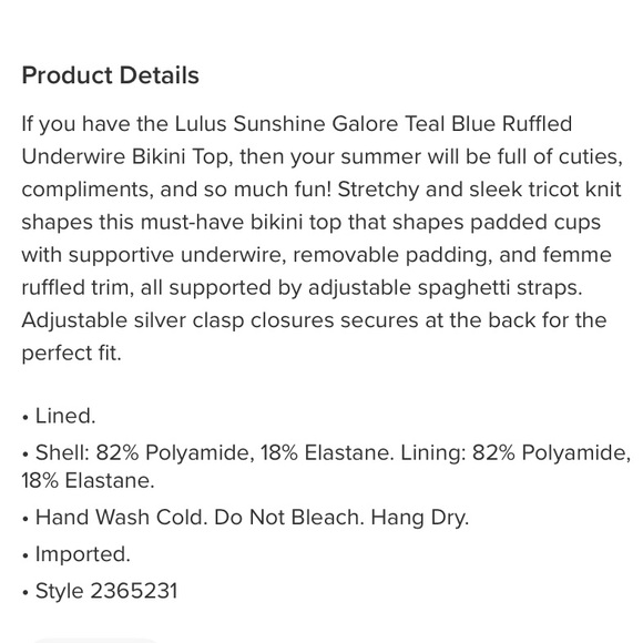 Lulu’s NWT Sunshine Galore SideTie Teal Blue Bikinii Medium - Picture 11 of 11